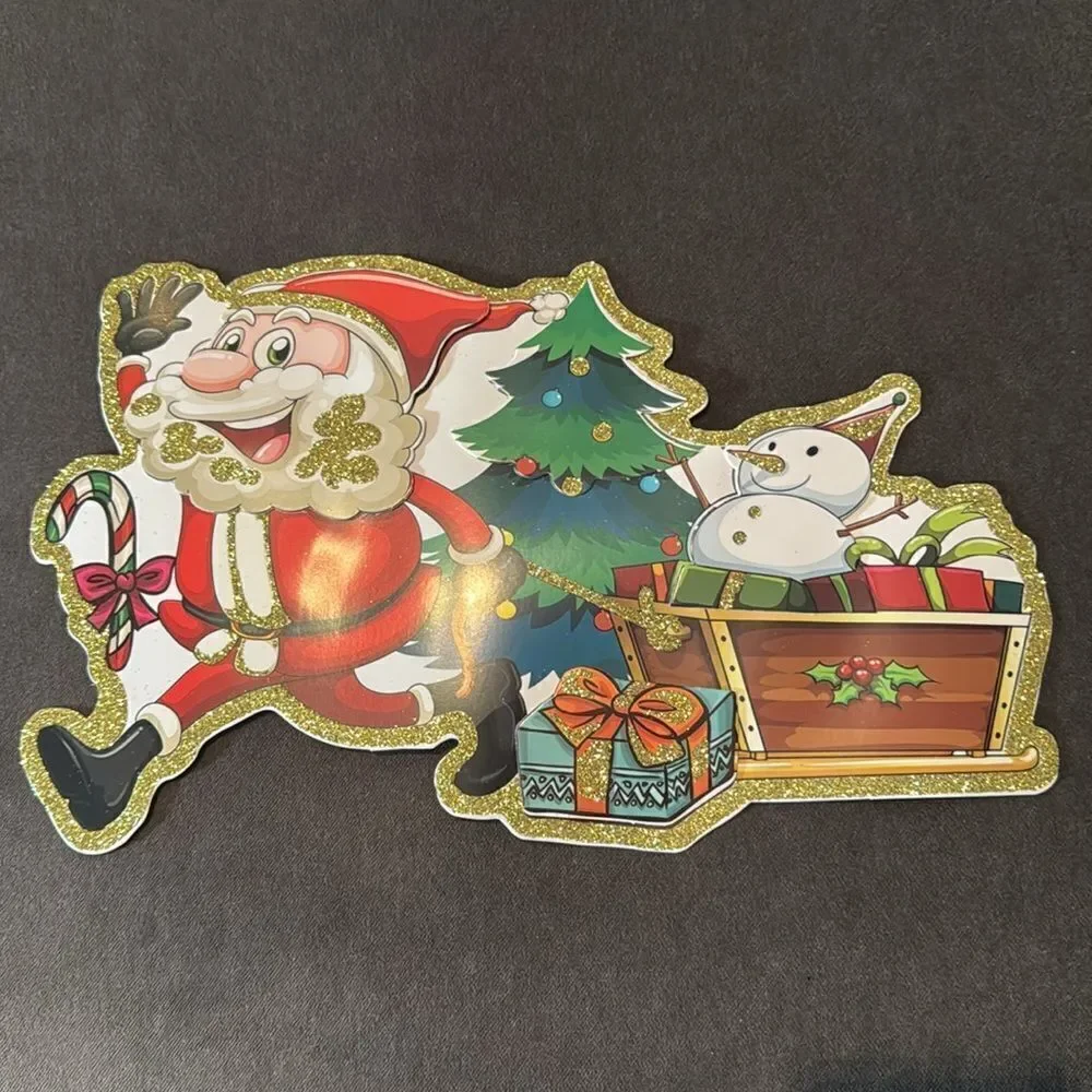 Christmas Window Decorations Assorted Santa Reindeer Double Sided (12pack) NEW